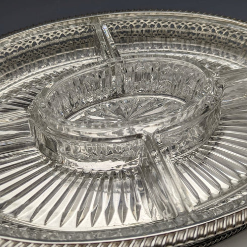 British Vintage Silver Plated Gallery Tray with Glass Liner Width 31cm 1717g